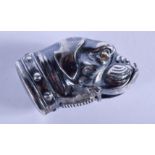 A SILVER DOG VESTA CASE. 4.5 cm wide.