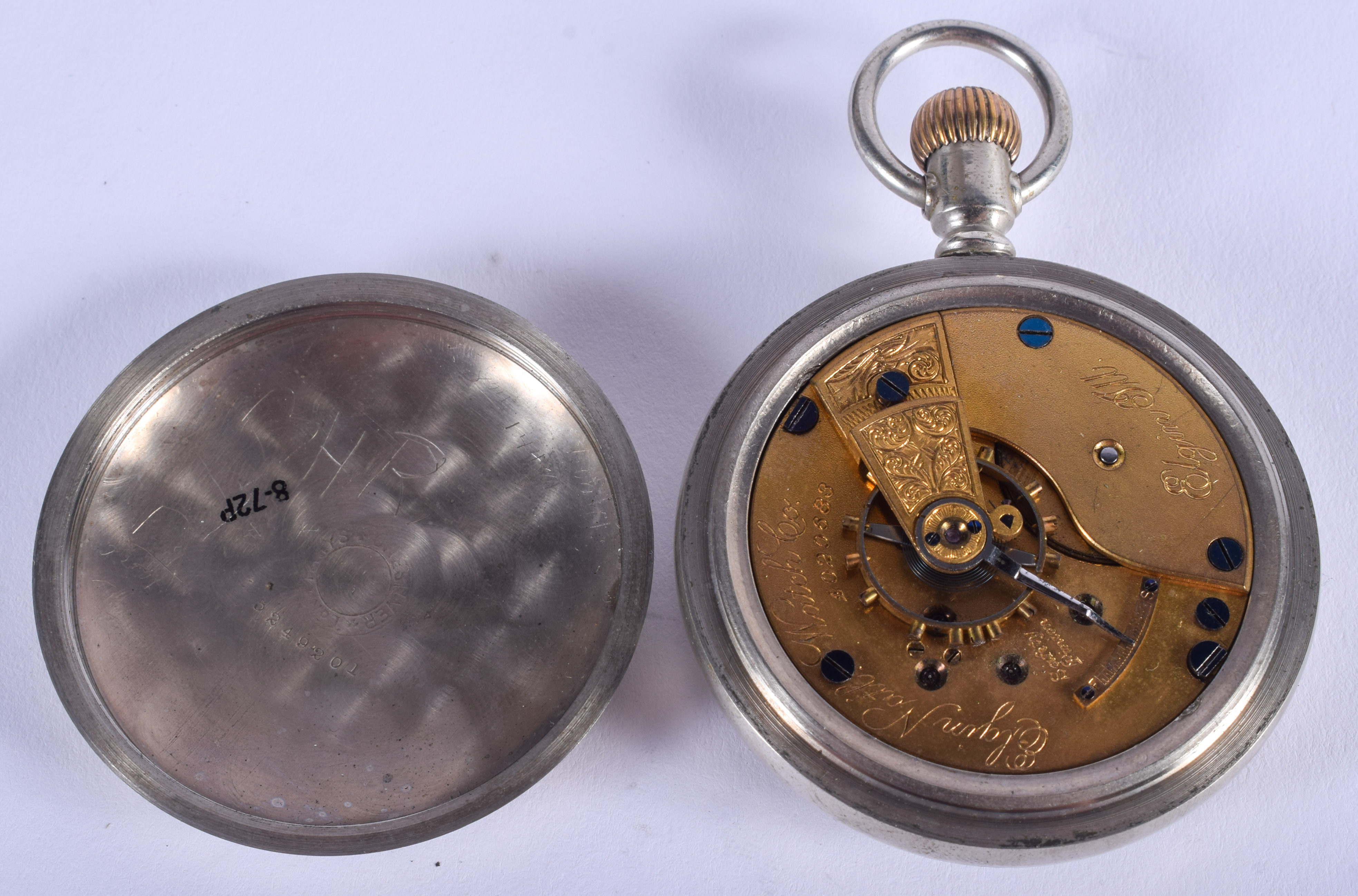 A VINTAGE ELGIN NATIONAL WATCH COMPANY POCKET WATCH. 5.5 cm wide. - Image 3 of 3