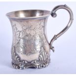 A VICTORIAN SILVER MUG. Birmingham 1852. 4.2 oz. 8.5 cm high.