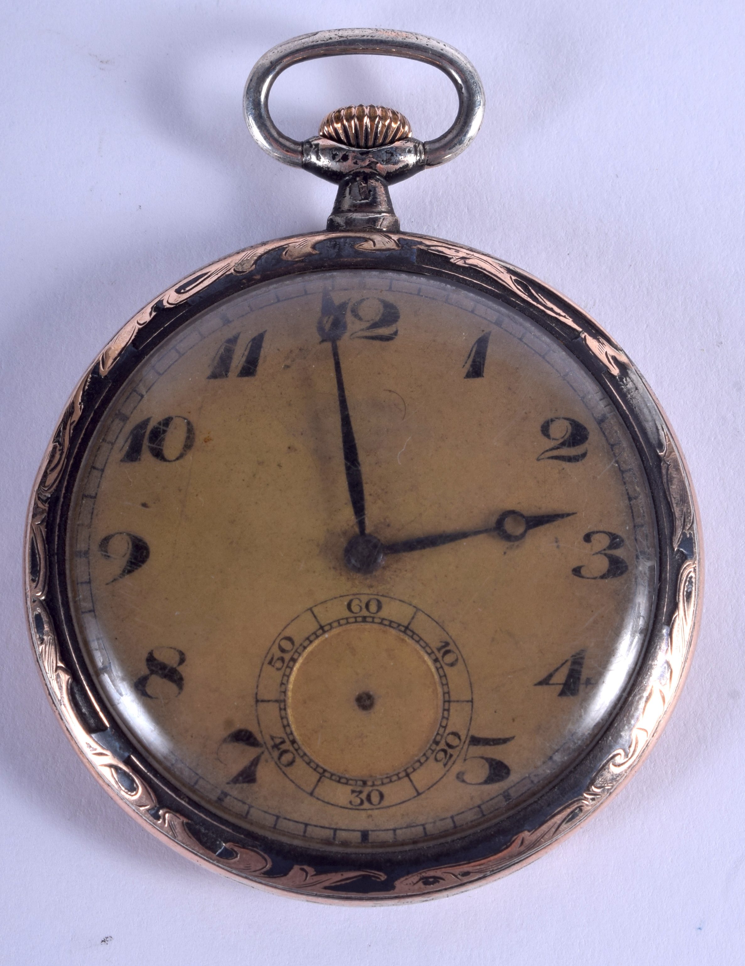 A SILVER NIELLO POCKET WATCH. 4.5 cm wide.