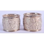 A PAIR OF MIDDLE EASTERN SILVER NAPKIN RINGS. 88 grams. (2)