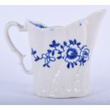 18TH C. LIVERPOOL HIGH CHELSEA EWER UNDER GLAZE BLUE FLORAL. 9cm high and 11cm wide