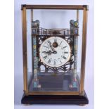 A LARGE CHAMPLEVE ENAMEL ROLLING BALL CLOCK. 40 cm x 20 cm.