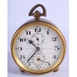 A VINTAGE BRASS EIGHT DAY DESK CLOCK. 8 cm x 6 cm.