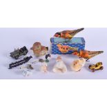 A VINTAGE PEHMANN WIND UP TIN PLATE DUCK together with two other wind up birds etc. (qty)