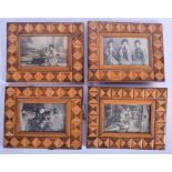 FOUR JAPANESE MEIJI PERIOD PARQUETRY WOOD FRAMES. 17 cm x 21 cm. (4)