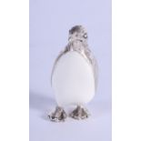 A SILVER AND ENAMEL PENGUIN. 3 cm high.