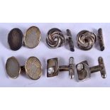 THREE PAIRS OF VINTAGE SILVER CUFFLINKS. (6)