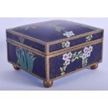 A 19TH CENTURY CHINESE CLOISONNE ENAMEL BOX AND COVER decorated with flowers. 10 cm x 8 cm.