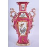 COALPORT LARGE VASE IN CHELSEA STYLE. 37cm high and 25cm wide
