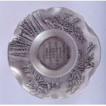 A CHINESE WHITE METAL LOBED DISH. 11 cm wide.