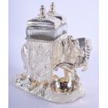 A SILVER PLATED ELEPHANT CRUET. 12 cm x 12 cm.