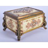 A VICTORIAN FRENCH JEWELLED GLASS CASKET signed Tahan a Paris. 12 cm x 6 cm.