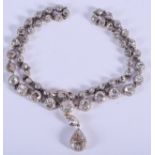 A STUNNING GEORGE III SILVER GOLD AND DIAMOND RIVIERE NECKLACE of approx 6 to 7 cts, of graduated fo