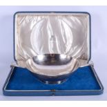 A LOVELY ART DECO EDWARD & SONS SILVER QUAICH. London 1936. 19.5 oz. 29 cm x 18 cm.