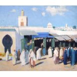 ARTHUR BENJAMIN BATEMAN (1883-1970) FRAMED OIL ON CANVAS, signed & dated '67, arab market scene. 50