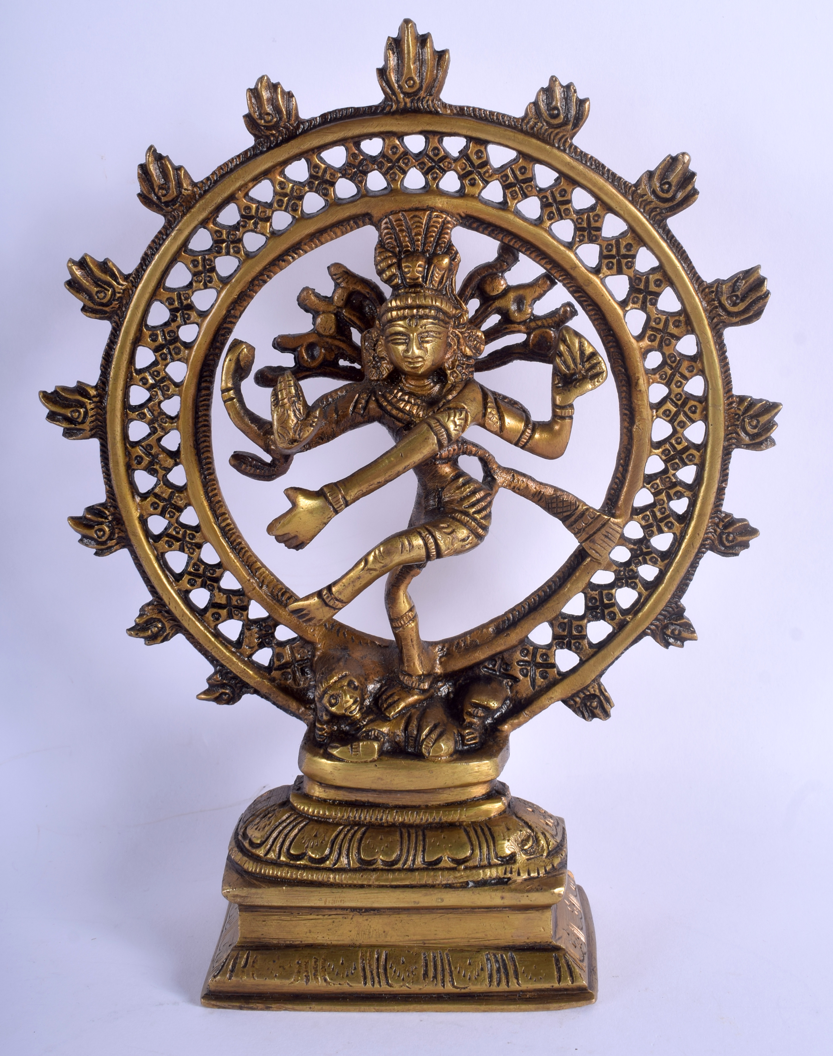 AN INDIAN BRASS FIGURE OF SHIVA. 21.5 cm high.