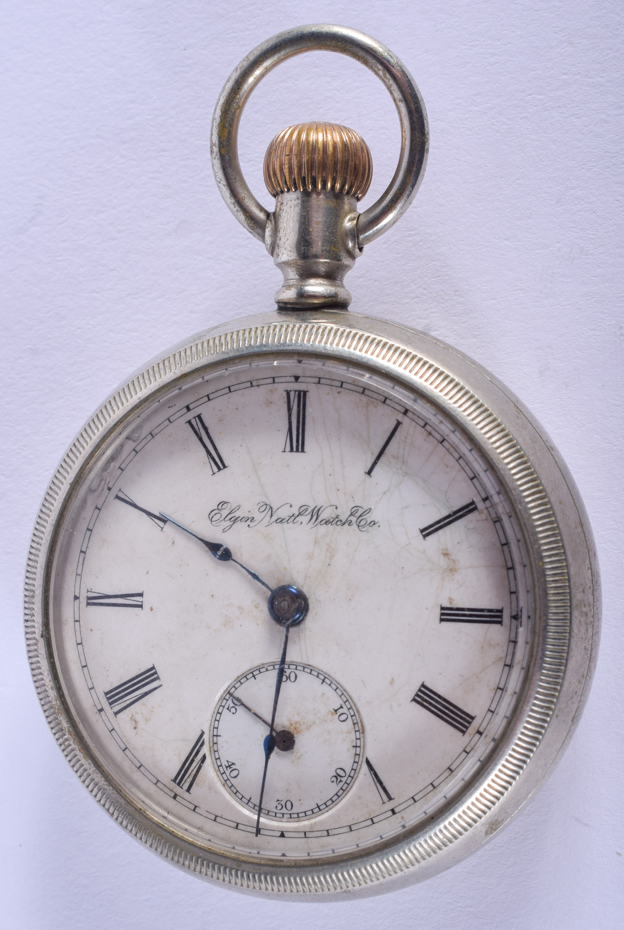 A VINTAGE ELGIN NATIONAL WATCH COMPANY POCKET WATCH. 5.5 cm wide.