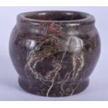 AN ANTIQUE BLOODSTONE MARBLE FONT. 7.5 cm wide.