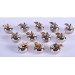 A NOVELTY SET OF TWELVE APPLE MENU HOLDERS. (12)