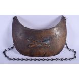 A VINTAGE MILITARY BRASS GORGET. 20 cm x 16 cm.