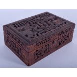 AN EARLY 20TH CENTURY CHINESE CARVED SANDALWOOD CIGARETTE BOX. 12.5 cm wide.