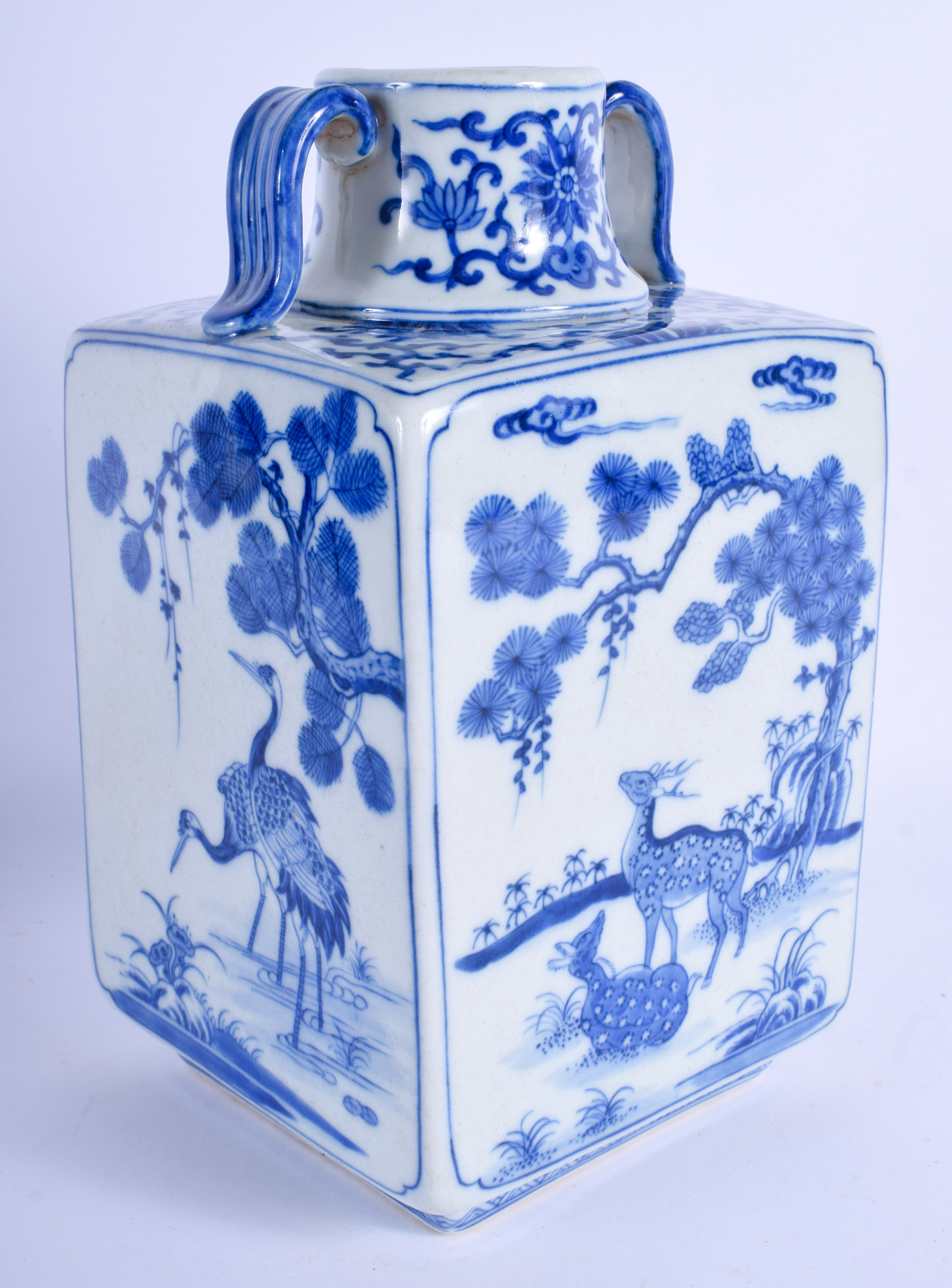 A CHINESE TWIN HANDLED PORCELAIN VASE painted with spotted deer. 23 cm x 11 cm. - Image 2 of 9