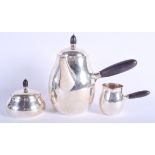 A FINE GEORGE JENSEN SILVER COFFEE SET. 36.5 oz. Largest 21 cm x 21 cm. (3)