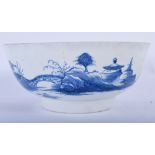 WORCESTER PUNCH BOWL PAINTED WITH THE PRECIPICE PATTERN. 9cm high and 21cm wide