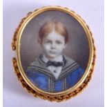 A REGENCY HIGH CARAT GOLD MOUNTED MINIATURE. 2 cm x 2.5 cm.