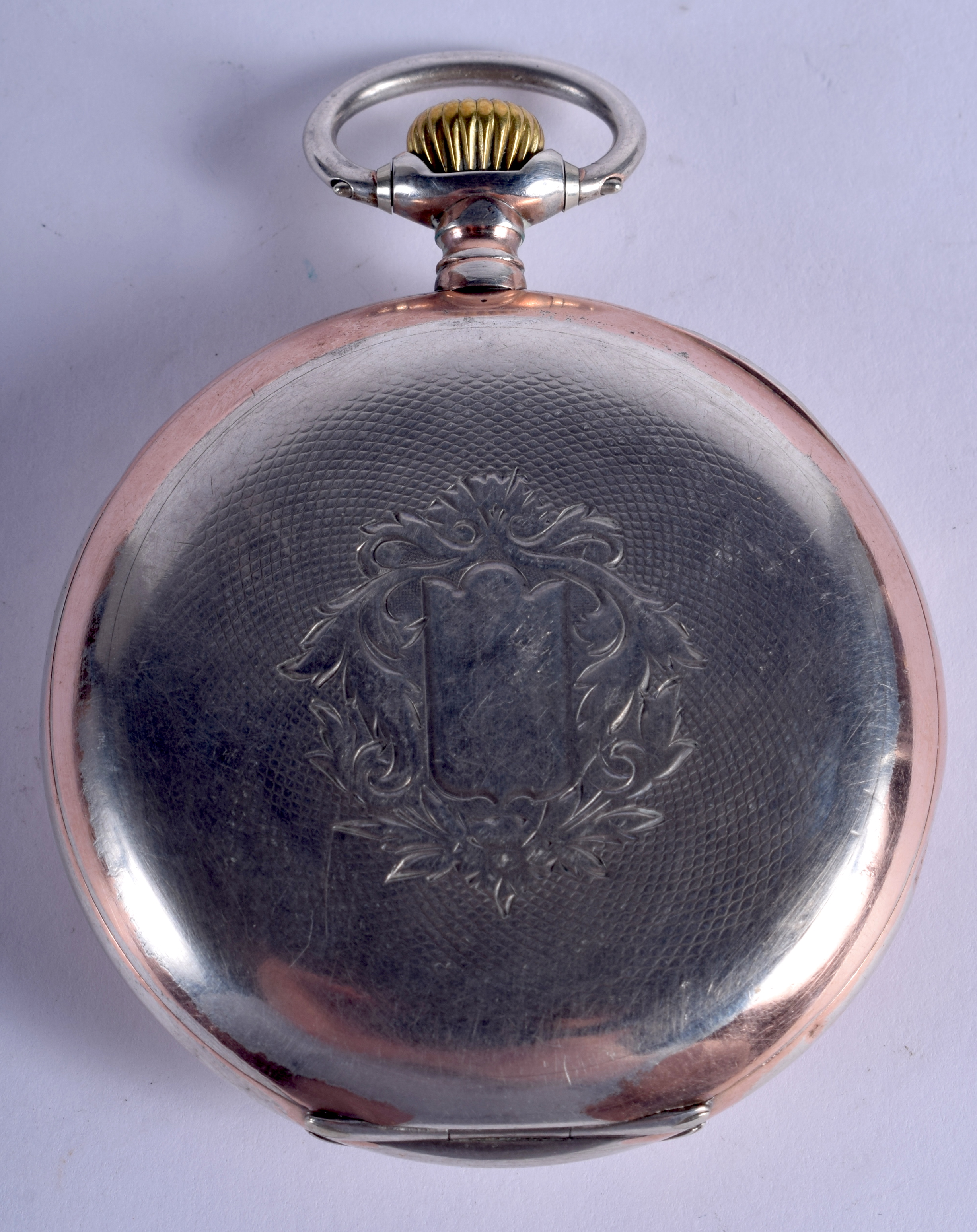 A SILVER OMEGA POCKET WATCH. 5 cm wide. - Image 2 of 4