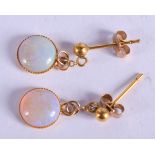 A PAIR OF GOLD AND OPAL EARRINGS.