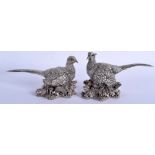 A PAIR OF COUNTRY ARTISTS SILVER PLATED BIRDS. 20 cm wide.