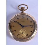 A VINTAGE GOLD PLATED POCKET WATCH. 5 cm wide.