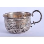 A VINTAGE SILVER MUG. 1.3 oz. 8 cm wide.