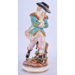 19TH C. DERBY FIGURE OF WINTER DRESSED AS A SKATER. 22.5cm high and 9cm wide