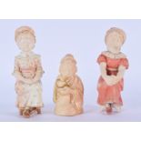 THREE ROYAL WORCESTER PORCELAIN FIGURINES. Largest 11.5 cm. (3)