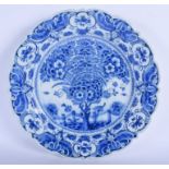 A LARGE 18TH/19TH CENTURY DUTCH DELFT BLUE AND WHITE CHARGER. 34 cm wide.