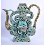 A LARGE 19TH CENTURY CHINESE FAMILLE VERTE S TEAPOT AND COVER Kangxi style, painted with foliage and