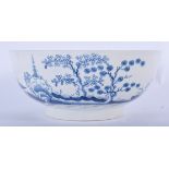 18TH C. WORCESTER FINE LARGE PUNCHBOWL PAINTED IN UNDERGLAZE BLUE WITH CHINESE LANDSCAPES,. LARGE CR