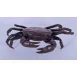 A JAPANESE BRONZE OKIMONO IN THE FORM OF A CRAB. 5.25 cm wide.