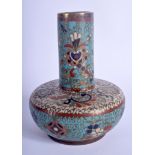 A 19TH CENTURY JAPANESE MEIJI PERIOD CLOISONNE ENAMEL VASE decorated with swirling foliage. 10.5 cm