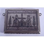 A VERY RARE 19TH CENTURY RUSSIAN SILVER NIELLO WAFER BOX. 3 oz. 8 cm x 4.5 cm.