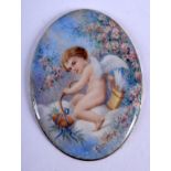 A FINE ANTIQUE ENAMEL PLAQUE. 3.5 cm x 4 cm.