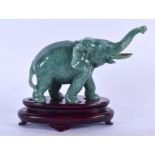 A CHINESE JADE FIGURE OF AN ELEPHANT. 15 cm wide.
