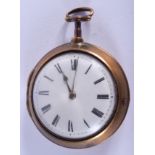 A GEORGE III PAIR CASED POCKET WATCH. 5.5 cm wide.