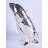 A SILVER PLATED POLAR BEAR COCKTAIL SHAKER. 29 cm high.