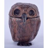 A COLD PAINTED BRONZE INK WELL IN THE FORM OF AN OWL. 9 cm high.