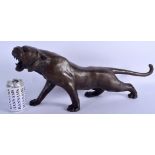 A LARGE JAPANESE BRONZE OKIMONO IN THE FORM OF A TIGER. 58 cm wide.