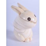 AN EARLY 20TH CENTURY JAPANESE MEIJI PERIOD CARVED IVORY RABBIT. 5.5 cm x 3.5 cm.